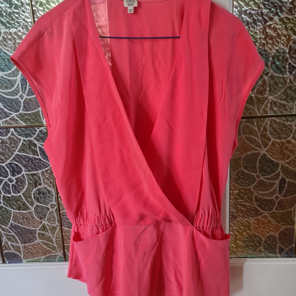 Wilfred Vibrant Pink Wrap Blouse